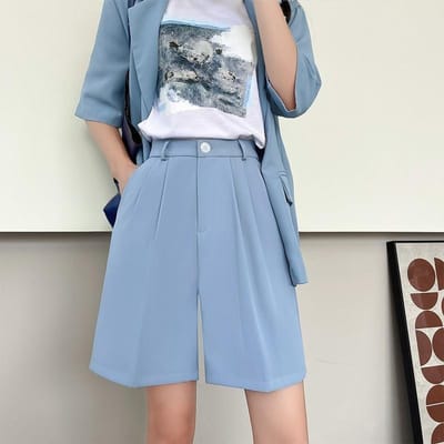 Pakshorts voor Dames Zomerkleding Losse Hoge Taille Wijde Pijpen Halflange Broek Rechte Pijpen Casual Vijfpuntsbroek XXL gray