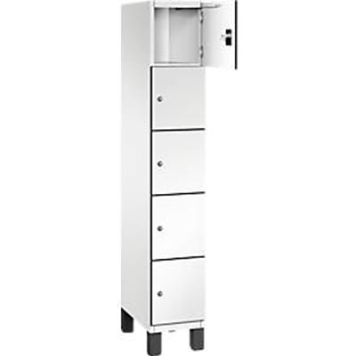 C+P Cambio lockerkast, 1 vak, 5 vakken, op poten, B 300 x D 525 x H 1980 mm, verkeerswit/wit