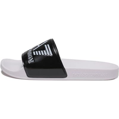 Emporio Armani EA7 Kleurblok Platte Slippers Heren schoeisel Zwart Wit XCP001XCC22Q655 42 black