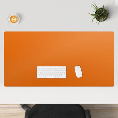 Wallfluent - Koraalrood Bureau Onderlegger - 120x60 cm - Oranje Bureau Onderlegger Groot - Levendige en warme kleuren Onderlegger Bureau - Computer Mat - Kantoor Decoraties - Bureauonderlegger