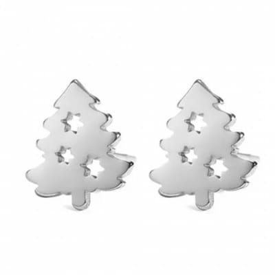 Zilverkleurige oorbellen -Kerstboom -rvs - Charme Bijoux