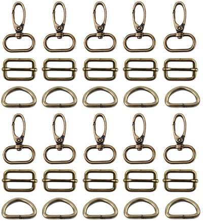 JHUBERS- Karabijnhaak 25 mm - D-ringen - Schuifgesp - Riemversteller - Sleutelhanger - 30 stuks - Tassenhaak