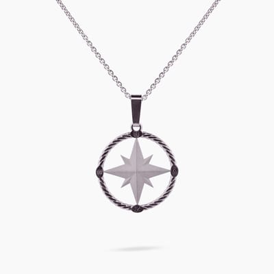 Pinchme Charms - Kleine Windroos bedel met tors rand 20 mm  – Klassiek met karakter - Echt zilver - Handgemaakt in Nederland - Luxe cadeauverpakking - Ketting Sieraden