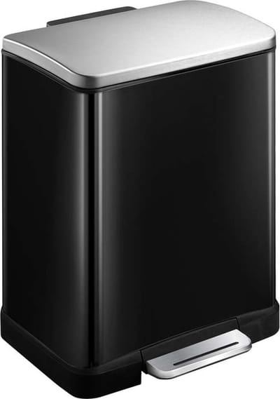 EKO - E-Cube recycling pedaalemmer 10+9 liter - Stainless steel Plastic - zwart glanzend, mat RVS - Prullenbak