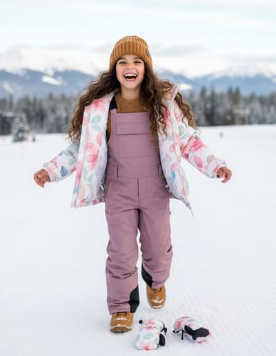 Ducksday Skibroek Kinderen – Waterdicht – Warm & Ademend – Unisex Wintersportbroek met Bretellen – Dark Rose – Maat 98/104