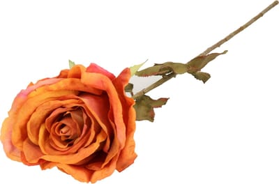 Top Art Kunstbloem roos Calista - oranje - 66 cm - kunststof steel - decoratie bloemen