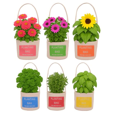 UNUS® Plantenzakken jute met hengsel "Welcome to my home" set van 6 meerkleurig