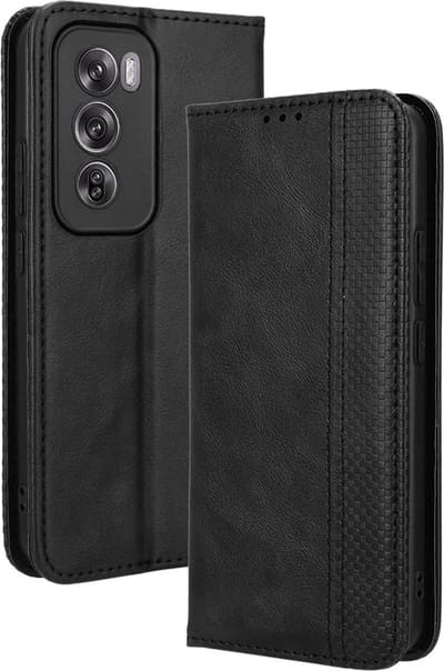 Geschikt voor Oppo Reno 12 Pro 5G - Hoogwaardig Leer - Portemonnee met TPU-binnenkant - Schokbestendig - Standfunctie - Book Case Hoesje - Zwart