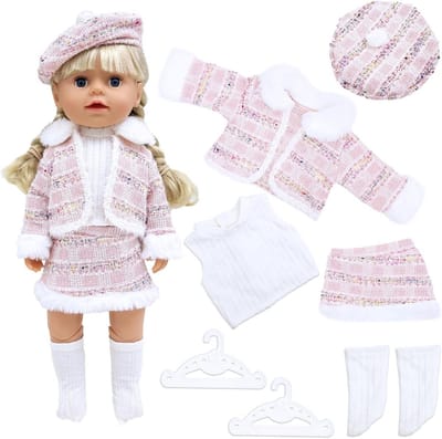 Dailygoods- Poppenkleding Handgemaakt - Outfitset 35-45 cm - Roze