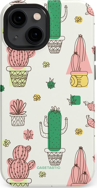 Casetastic Hoesje Geschikt voor Apple iPhone 13 Mini Magsafe - Stijlvolle Beschermende Duo-layer Case - Vrolijke cactus