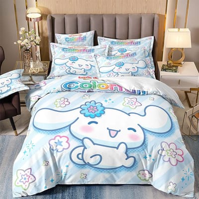 Leuke Cinnamoroll beddengoedsets: dekbedovertrek, kussensloop, 2-3-delige sets, ideaal als cadeau voor tieners en kinderen. US King 259x228cm