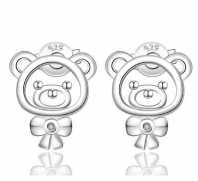 Oorbellen- Beertje- 14mm-steker- Zilverplated - Charme Bijoux
