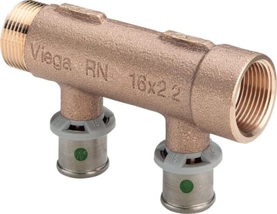 Viega Sanfix Fosta Sanfix P-Verdeelstuk, d 16mm, G 3/4, n 2 roodkoper Model 2126.06, 309237