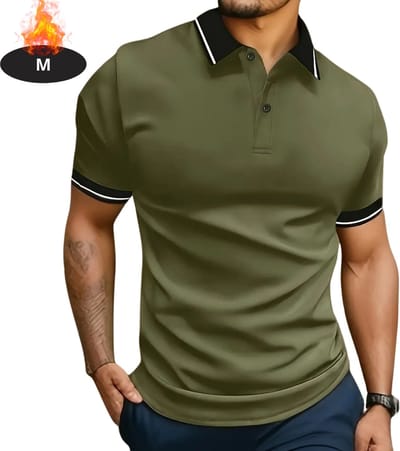Livano Poloshirt Heren - T-Shirt Heren - Shirt - Overhemd - Polo Shirt - Legergroen - M