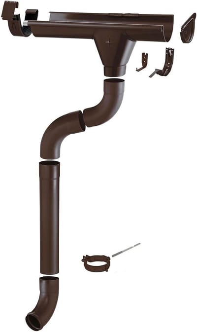 Dakgootset - Regenpijp set - Dakafwatering - Eenvoudige montage - Tot 80 m² - Koperbruin