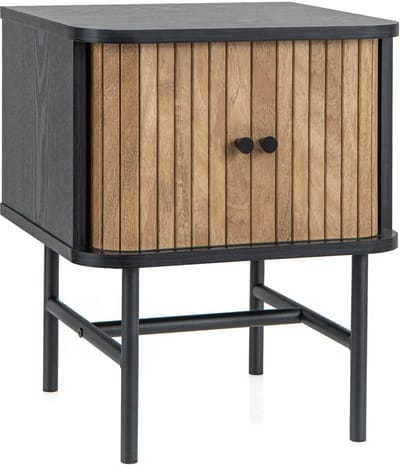COSTWAY Nachtkastje met schuifdeuren,nachtkastje met opbergruimte, bijzettafel met metalen poten, nachtkastje voor woonkamer, slaapkamer, 40 x 39 x 49 cm (wit)