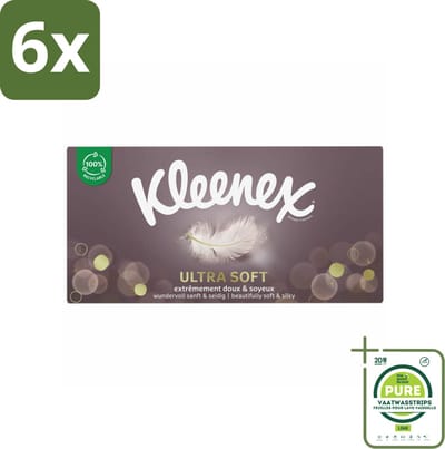 Kleenex Tissues Ultra Soft 64 stuks per verpakking - Voordeelverpakking - 6 stuks - Kleenex Ultrasoft Tissues - Zachte tijden