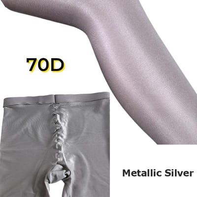 70 Den Olieachtige Panty met Voeten Metallic Glanzend Hoge Glans Danspanty Grote Maten Dames Panty Nachtclub Catwalk L (43-63kg 170cm) gray