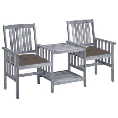 vidaXL - Tuinstoelen - met - tafeltje - en - kussens - massief - acaciahout