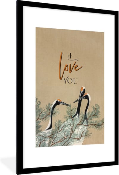 Fotolijst incl. Poster - Ik hou van jou - Quotes - Spreuken - I love you - Relatie - 60x90 cm - Posterlijst