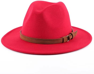 Hoed - Zonnehoed - Bucket Hat - Zonnehoed dames - Bucket hat heren - Wandelhoeden - Wollen hoeden Waterdichte - Oprolbare vilten hoeden voor buiten - Opvouwbare leren hoedvoering - Voor mannen en vrouwen(Rood)