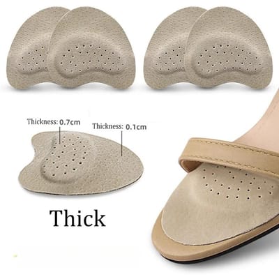 4 Stuks Sandalen Antislip Stickers Lederen Voorvoet Pad Vrouwen Hoge Hakken Pijnbestrijding Insert Inlegzolen Teen Kussen Voetverzorging schoenen Pad beige