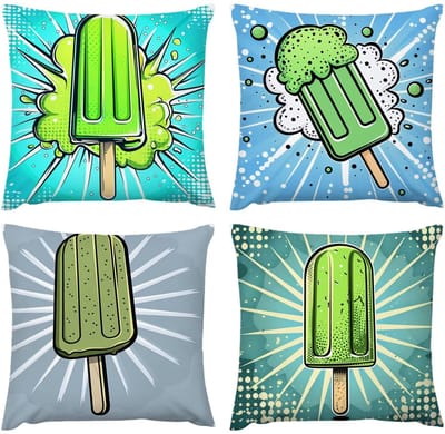 Outdoor kussens voor bank, ijs, groen, waterdicht, 75 x 75 cm, decoratief voor slaapkamer, buiten, stoel, balkon, camping, kussen, bank, 76,2 x 76,2 cm, ademend, 4 stuks