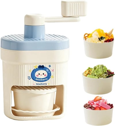 Handmatige IJsmachine - IJs Crusher - Drankjes Maken - Roterende Handslinger - 24 x 14 x 14 cm - Blauw