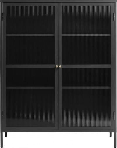 Nordic Home - Olan glazen vitrinekast - 140 cm - zwart