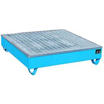 BAUER AW-4/A/PE opvangbak met rooster, 211 l, B 1215 x D 1215 x H 290 mm, blauw