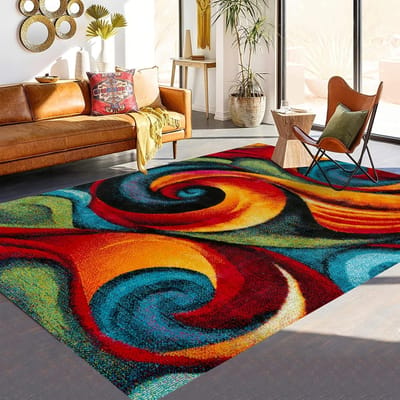 1 stuks Levendig Veelkleurig Spiraal Abstract Tapijt Perfect voor Woonkamer Slaapkamer Gang Moderne Flair Voor Thuis Vloerkleden voor Decor Mat 120*160cm