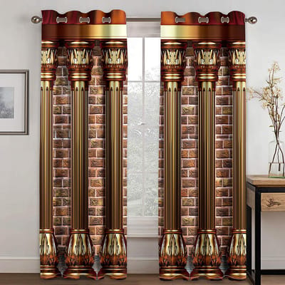 Luxe Moslim Ramadan Festival Romeinse Plissé Gordijnen Raamgordijn Set voor Woonkamer Slaapkamer Decor 2 Stuks Gratis Verzending W60H60(CM)x2pcs&Grommet Top brown