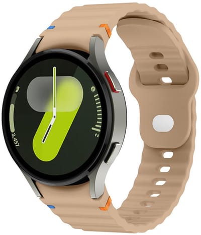 Siliconen wave bandje - geschikt voor Samsung Galaxy Watch 7 (40 & 44mm) / Watch 6 (Classic) / Watch 5 (Pro) / Watch 4 (Classic) / Watch FE - druksluiting - taupe