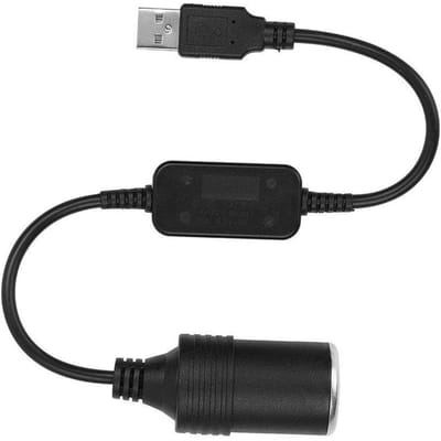 GELLDG USB Naar Sigarettenaansteker Adapter - 12V Converter - Geschikt voor Apparaten Tot 10W - Met Boost-Circuit - PVC En Koper Constructie - 35cm Kabel - Geschikt voor Dashcams En Elektronica - Zwart