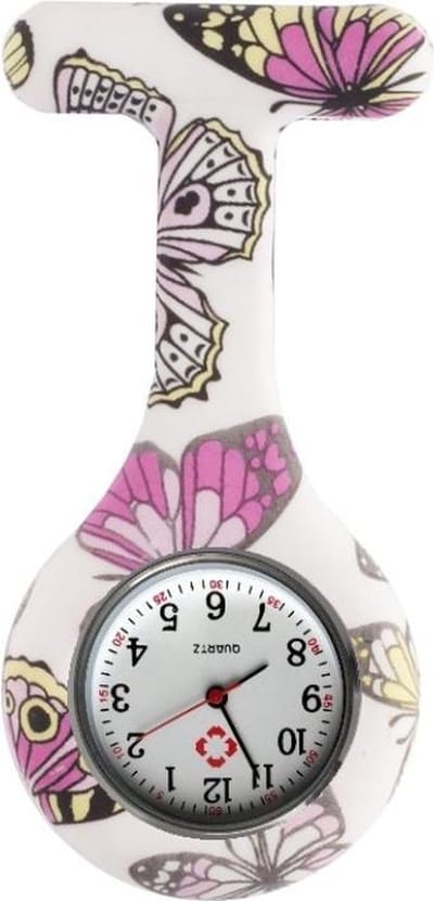 Fako® - Verpleegstershorloge - Zusterhorloge - Verpleegster Horloge - Siliconen Print - Vlinder Wit