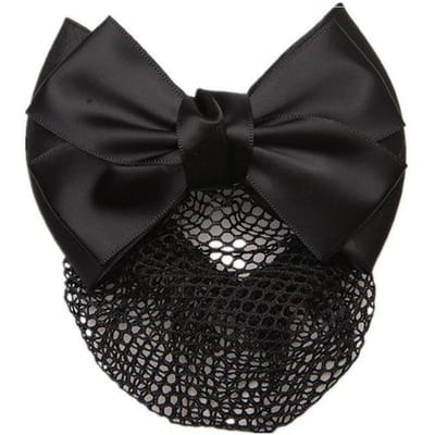 Strik Haar Snood Net Elegant Dames Haarspeld Haarclip Bun Cover voor Serveerster Verpleegkundige Blauwe Strik zwart