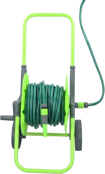 Trolley voor slanghaspel met verstelbare stuurstang - groen/grijs - 45 x 43 x 95 cm