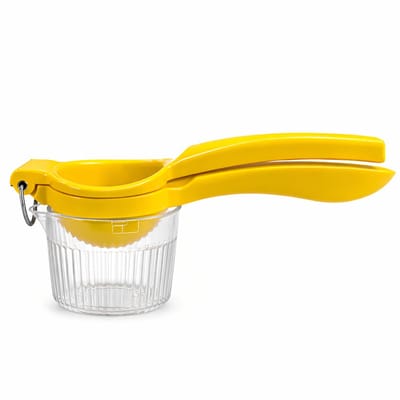 Citroenpers & Limoenpers – Handmatige Citruspers Met Opvangbak – Lemon Squeezer – Robuuste Kwaliteit Fruitpers – Citrusknijper – Sinaasappelpers – Metaal Handpers Juicer – Keuken Pers voor Citroen, Limoen & Sinaasappel