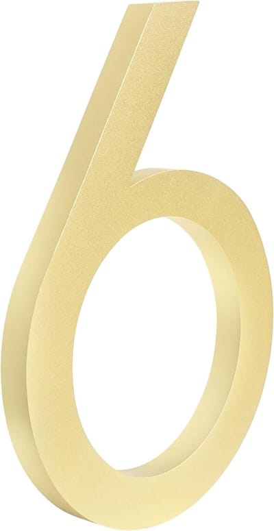 Milano Gold Huisnummer 6 - 15 cm hoog - Aluminium - Goud Modern Huisnummer - Goud Huisnummer - Huisnummer Goud - Groot goud huisnummer