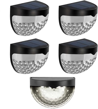 NAXSIR Solar wandlamp buiten - 4 Stuks - met dag en nacht sensor - Zwart - Waterdicht - Voor Tuin En Trappen