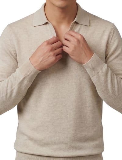 Profuomo polo lange mouw beige