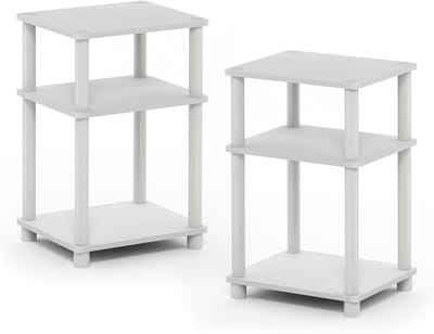 Drie-laags Turn-N-Tube Eindtafel Set voor Kleine Ruimtes, Wit