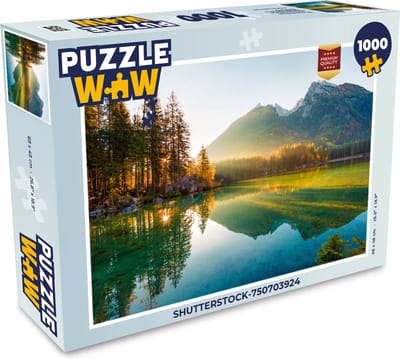Puzzel Meer - Bos - Bergen - Natuur - Zon - Landschap - Legpuzzel - Puzzel 1000 stukjes volwassenen