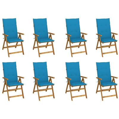 vidaXL - Inklapbare - stoelen - 8 - st - met - kussens - massief - acaciahout