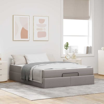 vidaXL - Bedframe - met - matras - 2 - st - Taupe - Stof