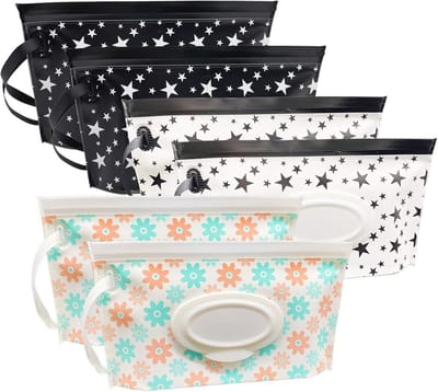 Hergebruikbare en Navulbare Draagbare Doekjes Dispenser voor Baby, Eco-vriendelijk en Lichtgewicht, Voor Natte Doekjes, 6 Stuks