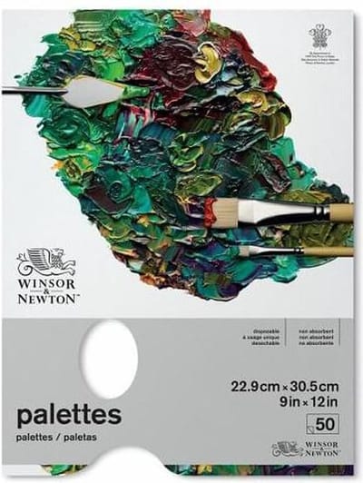 Winsor & Newton 7002032 Tear Off Palette – 23 x 31 cm, 50 vellen, wegwerp-mengpalet voor olie- en acrylverf - Afscheurpaletten