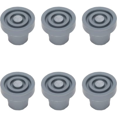 6 stuks Stokpunt Professioneel Draagbaar Rubber Vervangingspunt Accessoire voor 4-potige Kruk 0,6 Inch gray