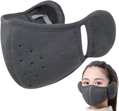 2 stuks Windscherm motorkap, gezichtsmasker, licht ademend masker, warme oorlussen, winddichte capuchon, polar fleece oorbeschermers voor de winter