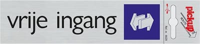 Pick-up bordje Vrije Ingang - Aluminium - 165 x 44 mm
